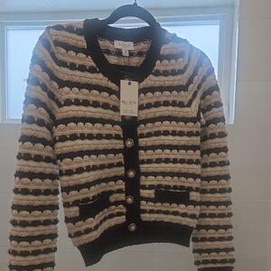 Allison Black and Cream Striped Cardigan